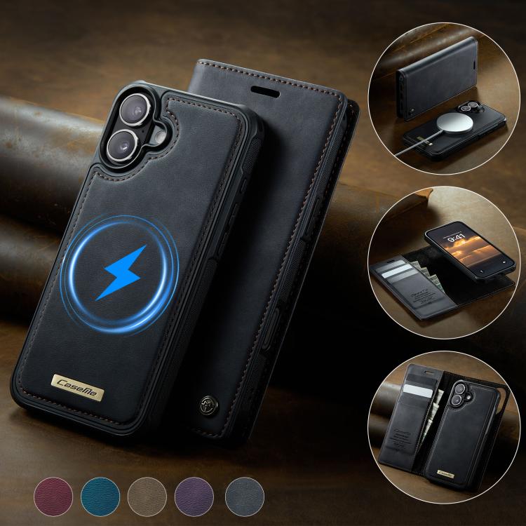 For iPhone 16 Plus CaseMe C49 MagSafe RFID Blocking Detachable Wallet Leather Phone Case(Black) - iPhone 16 Plus Cases by CaseMe | Online Shopping UK | buy2fix