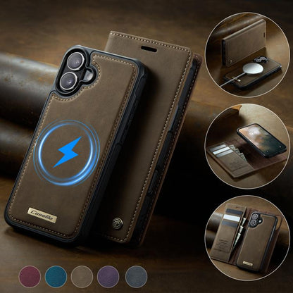 For iPhone 16 Plus CaseMe C49 MagSafe RFID Blocking Detachable Wallet Leather Phone Case(Coffee) - iPhone 16 Plus Cases by CaseMe | Online Shopping UK | buy2fix