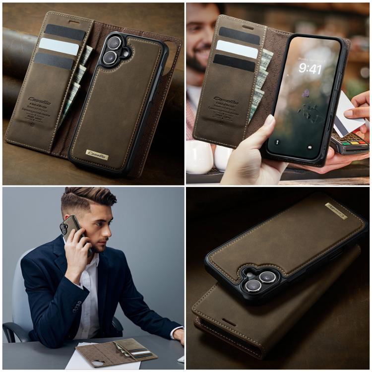 For iPhone 16 Plus CaseMe C49 MagSafe RFID Blocking Detachable Wallet Leather Phone Case(Coffee) - iPhone 16 Plus Cases by CaseMe | Online Shopping UK | buy2fix