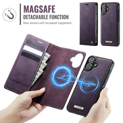For iPhone 16 Plus CaseMe C49 MagSafe RFID Blocking Detachable Wallet Leather Phone Case(Purple) - iPhone 16 Plus Cases by CaseMe | Online Shopping UK | buy2fix