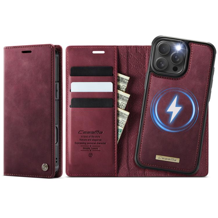 For iPhone 16 Pro CaseMe C49 MagSafe RFID Blocking Detachable Wallet Leather Phone Case(Red) - iPhone 16 Pro Cases by CaseMe | Online Shopping UK | buy2fix