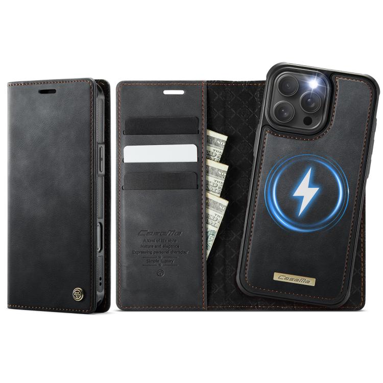 For iPhone 16 Pro CaseMe C49 MagSafe RFID Blocking Detachable Wallet Leather Phone Case(Black) - iPhone 16 Pro Cases by CaseMe | Online Shopping UK | buy2fix