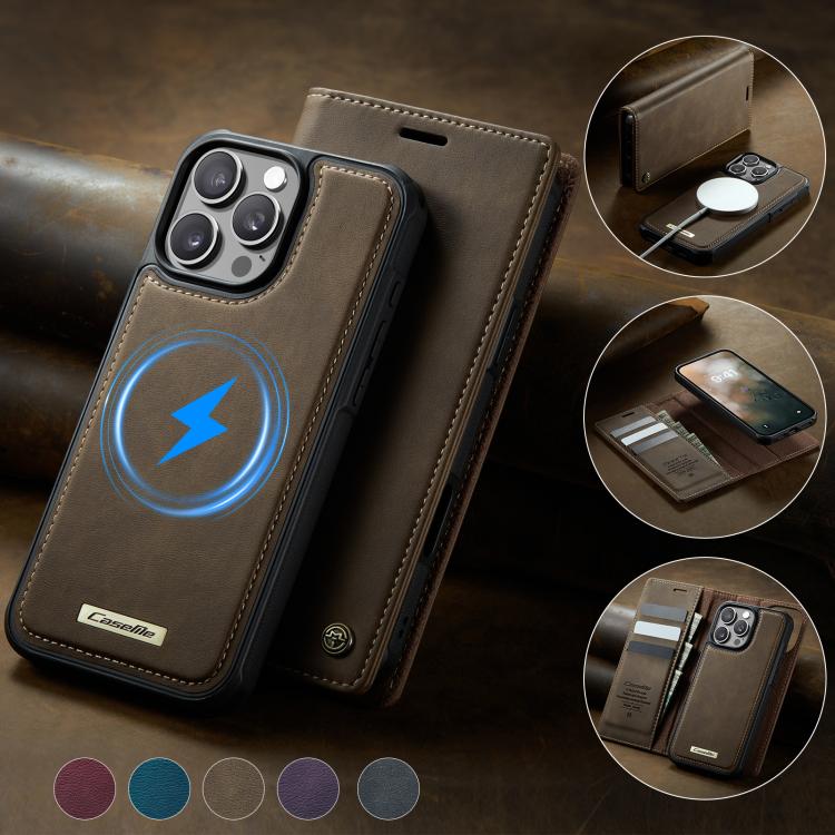For iPhone 16 Pro CaseMe C49 MagSafe RFID Blocking Detachable Wallet Leather Phone Case(Coffee) - iPhone 16 Pro Cases by CaseMe | Online Shopping UK | buy2fix