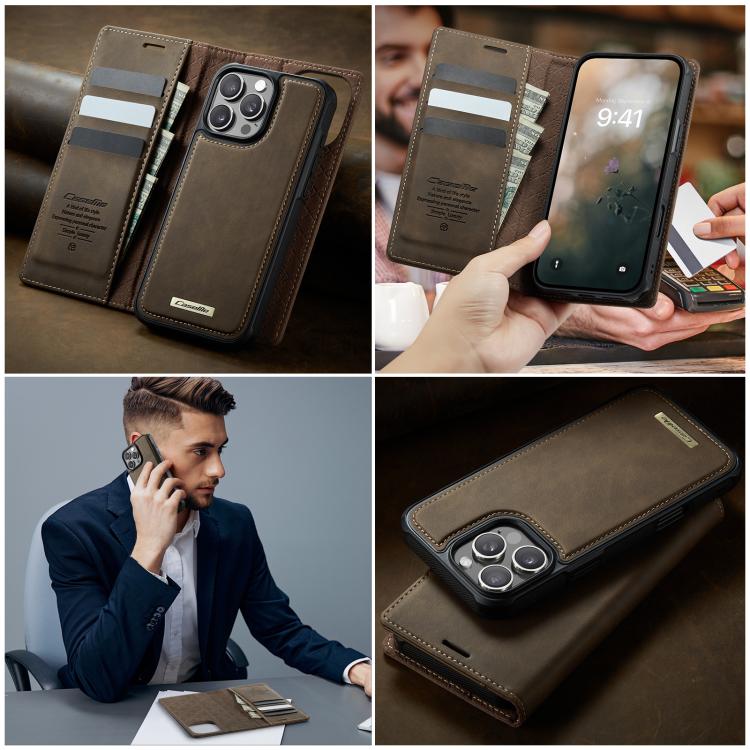 For iPhone 16 Pro CaseMe C49 MagSafe RFID Blocking Detachable Wallet Leather Phone Case(Coffee) - iPhone 16 Pro Cases by CaseMe | Online Shopping UK | buy2fix
