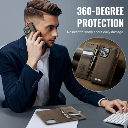 For iPhone 16 Pro CaseMe C49 MagSafe RFID Blocking Detachable Wallet Leather Phone Case(Coffee) - iPhone 16 Pro Cases by CaseMe | Online Shopping UK | buy2fix