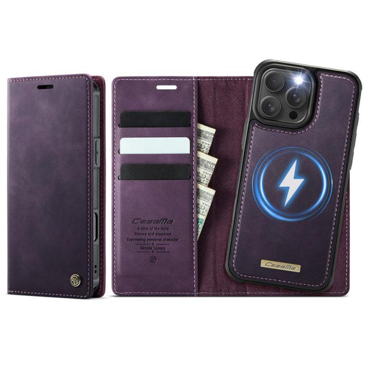 For iPhone 16 Pro CaseMe C49 MagSafe RFID Blocking Detachable Wallet Leather Phone Case(Purple) - iPhone 16 Pro Cases by CaseMe | Online Shopping UK | buy2fix