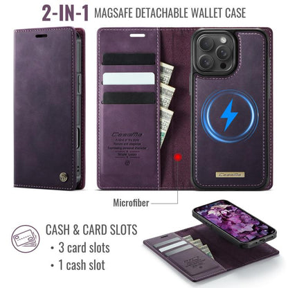 For iPhone 16 Pro CaseMe C49 MagSafe RFID Blocking Detachable Wallet Leather Phone Case(Purple) - iPhone 16 Pro Cases by CaseMe | Online Shopping UK | buy2fix