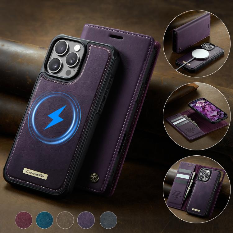 For iPhone 16 Pro CaseMe C49 MagSafe RFID Blocking Detachable Wallet Leather Phone Case(Purple) - iPhone 16 Pro Cases by CaseMe | Online Shopping UK | buy2fix