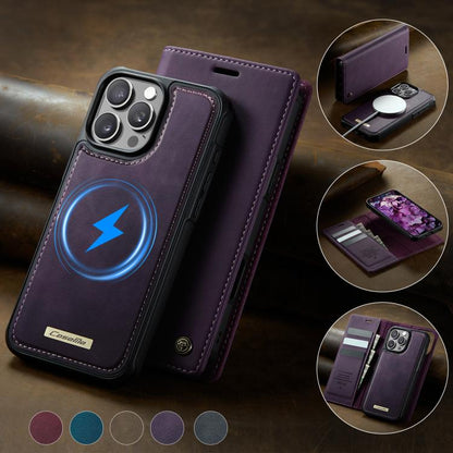 For iPhone 16 Pro CaseMe C49 MagSafe RFID Blocking Detachable Wallet Leather Phone Case(Purple) - iPhone 16 Pro Cases by CaseMe | Online Shopping UK | buy2fix
