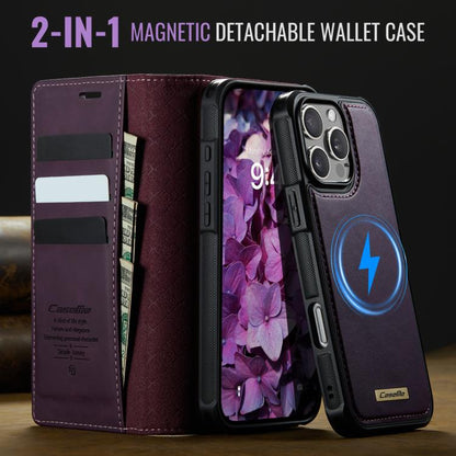 For iPhone 16 Pro CaseMe C49 MagSafe RFID Blocking Detachable Wallet Leather Phone Case(Purple) - iPhone 16 Pro Cases by CaseMe | Online Shopping UK | buy2fix