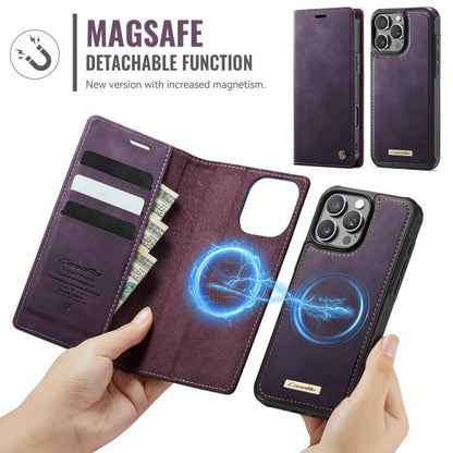 For iPhone 16 Pro CaseMe C49 MagSafe RFID Blocking Detachable Wallet Leather Phone Case(Purple) - iPhone 16 Pro Cases by CaseMe | Online Shopping UK | buy2fix