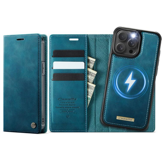 For iPhone 14 Pro Max CaseMe C49 MagSafe RFID Blocking Detachable Wallet Leather Phone Case(Green)