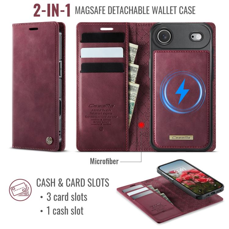 For iPhone Air CaseMe C49 MagSafe RFID Blocking Detachable Wallet Leather Phone Case(Red) - iPhone Air Cases by CaseMe | Online Shopping UK | buy2fix