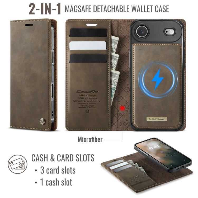 For iPhone Air CaseMe C49 MagSafe RFID Blocking Detachable Wallet Leather Phone Case(Coffee) - iPhone Air Cases by CaseMe | Online Shopping UK | buy2fix