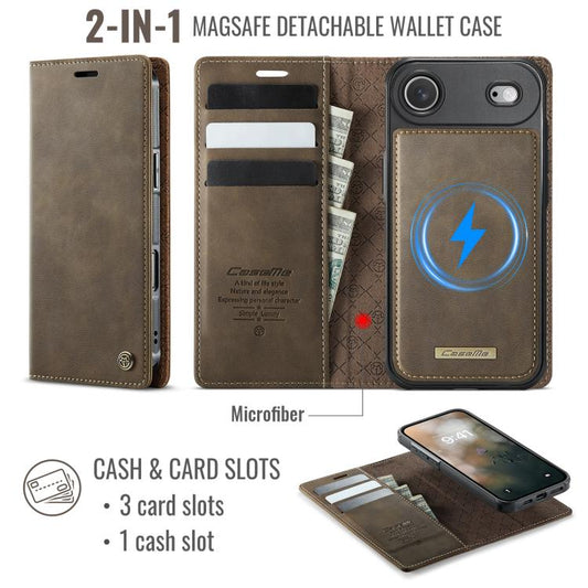 For iPhone Air CaseMe C49 MagSafe RFID Blocking Detachable Wallet Leather Phone Case(Coffee) - iPhone Air Cases by CaseMe | Online Shopping UK | buy2fix
