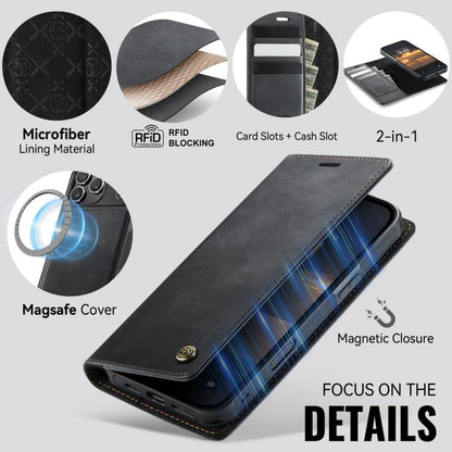 For iPhone 17 Pro Max CaseMe C49 MagSafe RFID Blocking Detachable Wallet Leather Phone Case(Black) - iPhone 17 Pro Max Cases by CaseMe | Online Shopping UK | buy2fix