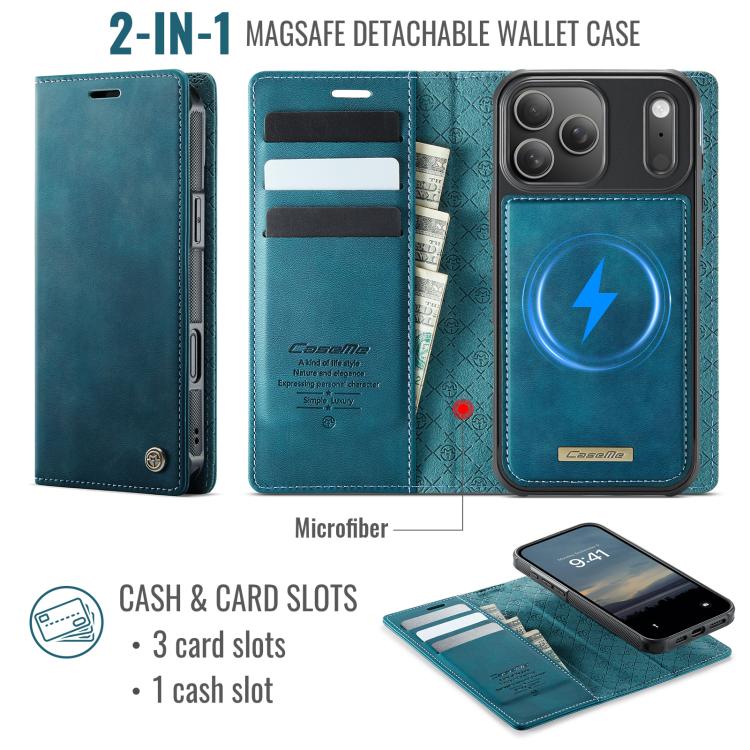 For iPhone 17 Pro Max CaseMe C49 MagSafe RFID Blocking Detachable Wallet Leather Phone Case(Green) - iPhone 17 Pro Max Cases by CaseMe | Online Shopping UK | buy2fix