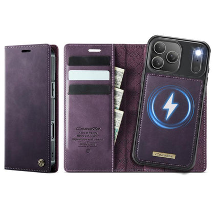 For iPhone 17 Pro Max CaseMe C49 MagSafe RFID Blocking Detachable Wallet Leather Phone Case(Purple) - iPhone 17 Pro Max Cases by CaseMe | Online Shopping UK | buy2fix