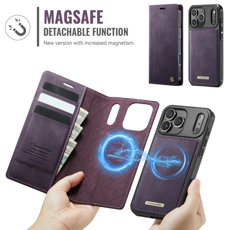 For iPhone 17 Pro Max CaseMe C49 MagSafe RFID Blocking Detachable Wallet Leather Phone Case(Purple) - iPhone 17 Pro Max Cases by CaseMe | Online Shopping UK | buy2fix