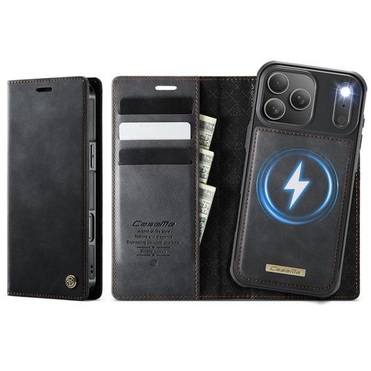For iPhone 17 Pro CaseMe C49 MagSafe RFID Blocking Detachable Wallet Leather Phone Case(Black) - iPhone 17 Pro Cases by CaseMe | Online Shopping UK | buy2fix
