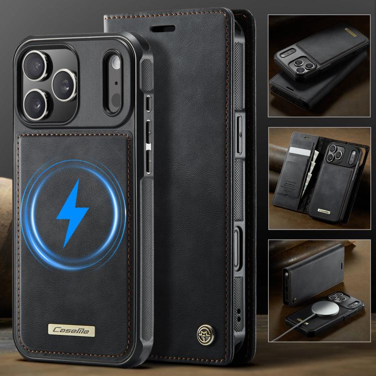 For iPhone 17 Pro CaseMe C49 MagSafe RFID Blocking Detachable Wallet Leather Phone Case(Black) - iPhone 17 Pro Cases by CaseMe | Online Shopping UK | buy2fix