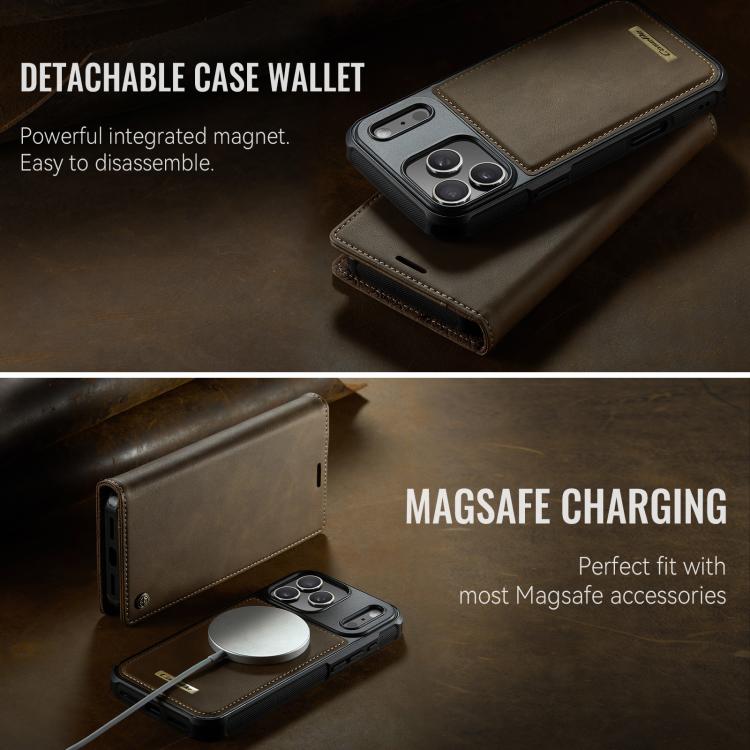 For iPhone 17 Pro CaseMe C49 MagSafe RFID Blocking Detachable Wallet Leather Phone Case(Coffee) - iPhone 17 Pro Cases by CaseMe | Online Shopping UK | buy2fix