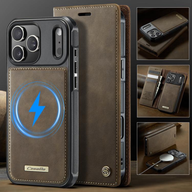 For iPhone 17 Pro CaseMe C49 MagSafe RFID Blocking Detachable Wallet Leather Phone Case(Coffee) - iPhone 17 Pro Cases by CaseMe | Online Shopping UK | buy2fix