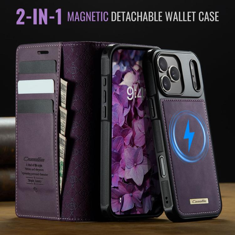 For iPhone 17 Pro CaseMe C49 MagSafe RFID Blocking Detachable Wallet Leather Phone Case(Purple) - iPhone 17 Pro Cases by CaseMe | Online Shopping UK | buy2fix