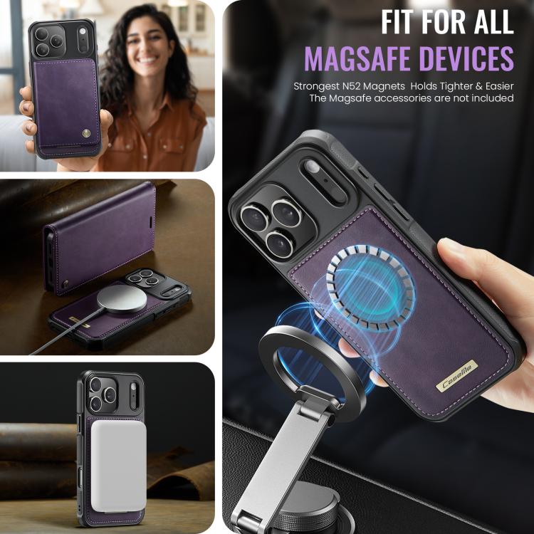For iPhone 17 Pro CaseMe C49 MagSafe RFID Blocking Detachable Wallet Leather Phone Case(Purple) - iPhone 17 Pro Cases by CaseMe | Online Shopping UK | buy2fix