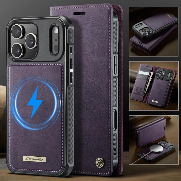 For iPhone 17 Pro CaseMe C49 MagSafe RFID Blocking Detachable Wallet Leather Phone Case(Purple) - iPhone 17 Pro Cases by CaseMe | Online Shopping UK | buy2fix
