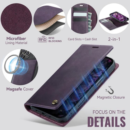 For iPhone 17 Pro CaseMe C49 MagSafe RFID Blocking Detachable Wallet Leather Phone Case(Purple) - iPhone 17 Pro Cases by CaseMe | Online Shopping UK | buy2fix