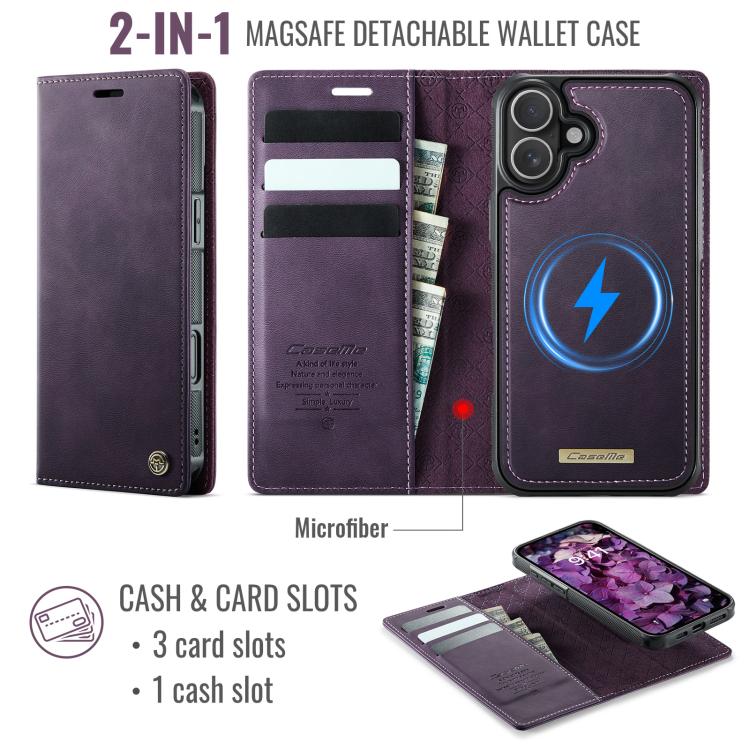For iPhone 17 CaseMe C49 MagSafe RFID Blocking Detachable Wallet Leather Phone Case(Purple) - iPhone 17 Cases by CaseMe | Online Shopping UK | buy2fix