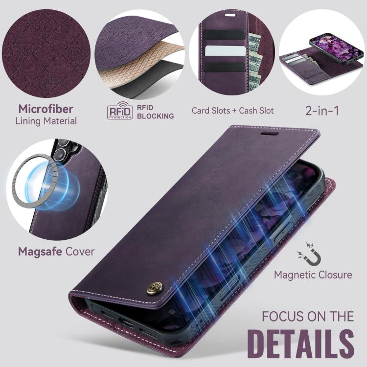 For iPhone 17 CaseMe C49 MagSafe RFID Blocking Detachable Wallet Leather Phone Case(Purple) - iPhone 17 Cases by CaseMe | Online Shopping UK | buy2fix