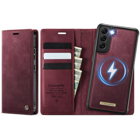 For Samsung Galaxy S22+ 5G CaseMe C49 Magnetic RFID Blocking Detachable Wallet Leather Phone Case(Red)