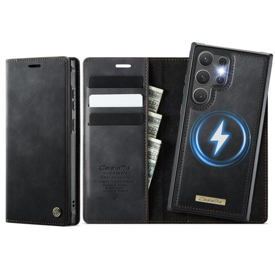 For Samsung Galaxy S25 Ultra 5G CaseMe C49 Magnetic RFID Blocking Detachable Wallet Leather Phone Case(Black)