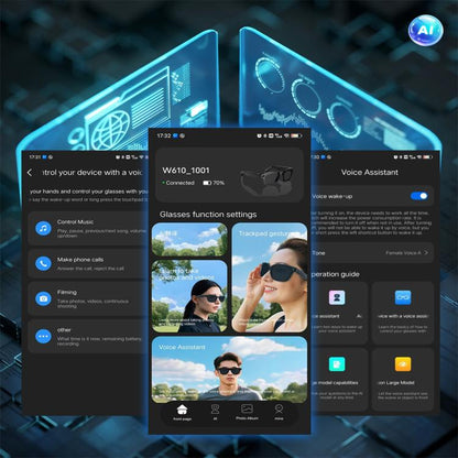 W610 Smart Glasses, Support AI Photo Recognition / AI Smart Translation / Bluetooth Call(Black) - Smart Glasses by buy2fix | Online Shopping UK | buy2fix