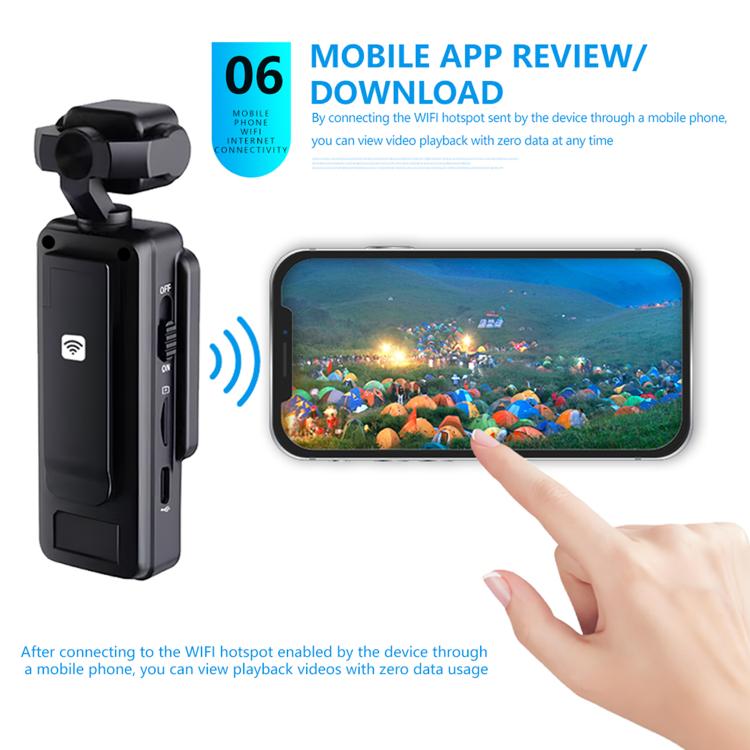 1080P Ultra-HD Clip Pocket Vlog Camera WiFi Portable Video Recorder Camera(Black) - Sports Camera by buy2fix | Online Shopping UK | buy2fix