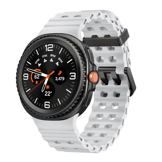 For Galaxy Watch9 / 8 / 8 Classic Ocean Style Quick Release Buckle Solid Color Silicone Watch Band(Lime White)
