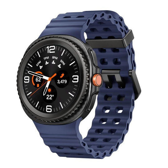 For Galaxy Watch9 / 8 / 8 Classic Ocean Style Quick Release Buckle Solid Color Silicone Watch Band(Midnight Blue)
