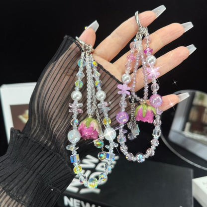 Rose Tassels Rose Real Flower Double-Layer Mobile PhoneChain - Lanyards & Wrist Straps by buy2fix | Online Shopping UK | buy2fix