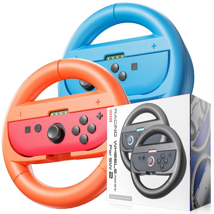 For Nintendo Switch 2 Left And Right Handle Racing Steering Wheel Grips Set(Orange Blue) - Gamepads by buy2fix | Online Shopping UK | buy2fix
