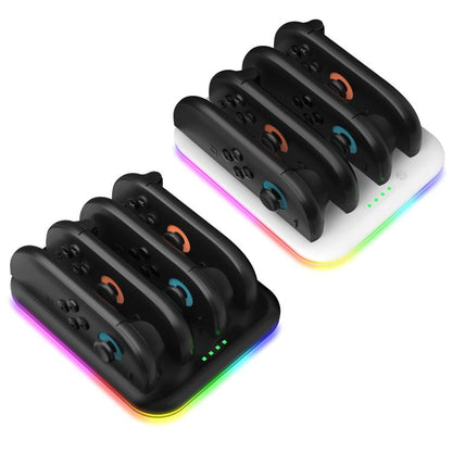For Nintendo Switch 2 Game Handle 4 Seat Horizontal Charging Cradle With RGB Dazzling Lights(White) - Charger & Power by buy2fix | Online Shopping UK | buy2fix