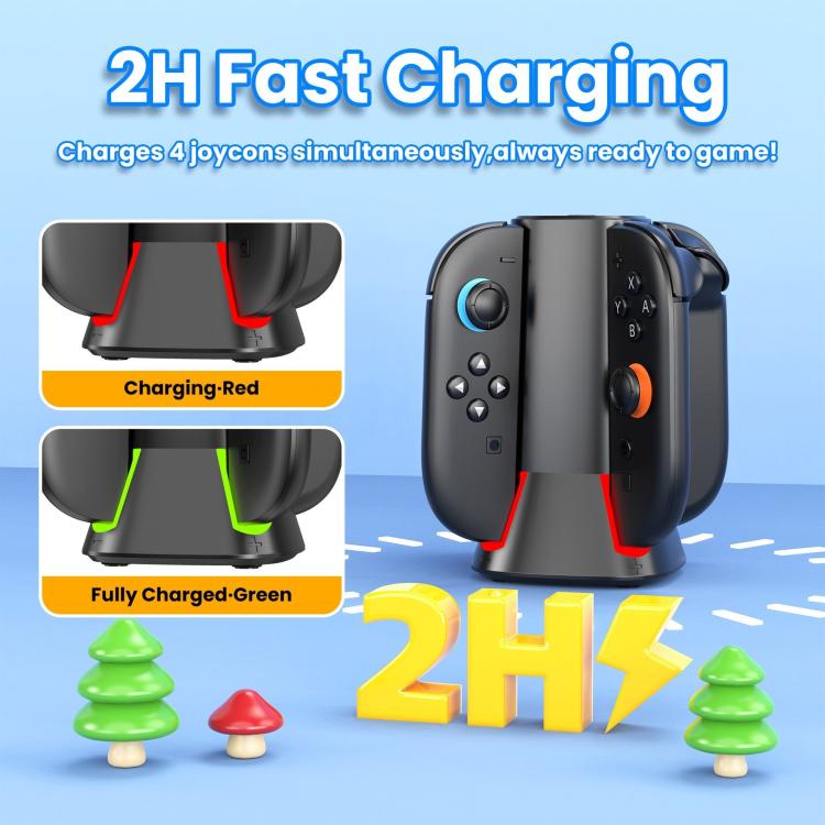 For Nintendo Switch 2 4 in 1 Handle Charging Stand With RGB Dazzling Lights - Charger & Power by buy2fix | Online Shopping UK | buy2fix