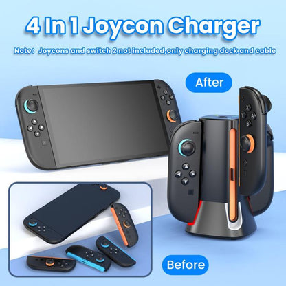 For Nintendo Switch 2 4 in 1 Handle Charging Stand With RGB Dazzling Lights - Charger & Power by buy2fix | Online Shopping UK | buy2fix