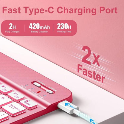 For iPad 2025 Bluetooth Keyboard Silicone Leather Tablet Case with Pen Slot(Cherry Pink) - Universal by buy2fix | Online Shopping UK | buy2fix