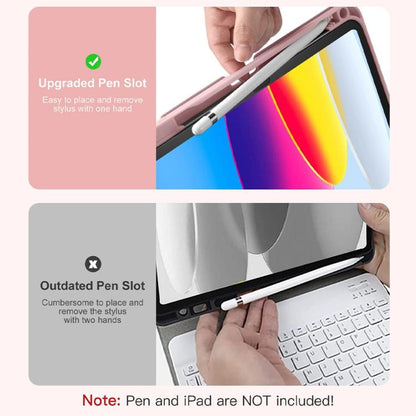 For iPad Pro 11 2024 Bluetooth Keyboard Silicone Leather Tablet Case with Pen Slot(Cherry Pink) - For iPad Pro by buy2fix | Online Shopping UK | buy2fix