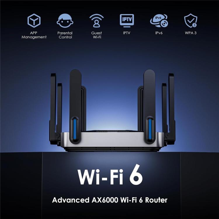 WAVLINK WN592AX6 2.5G Multi Gig Port Quad Core CPU AX6000 Dual Band WiFi 6 Router, Plug:US Plug - Wireless Routers by WAVLINK | Online Shopping UK | buy2fix