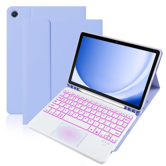 For Samsung Galaxy Tab S8 / S7 Touch Bluetooth Colorful Backlit Keyboard Case(Light Purple)