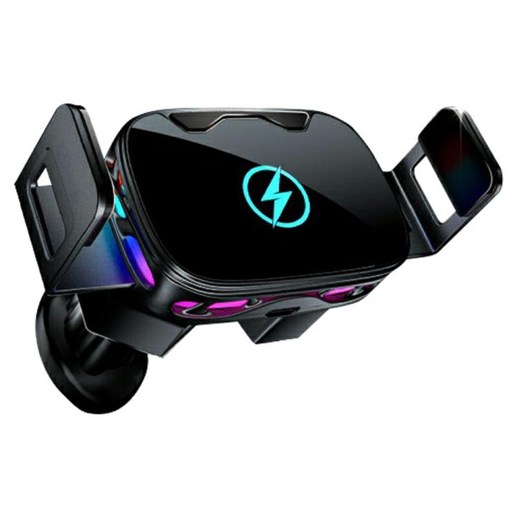 SD23 With Ambient Light Car Navigation Air Vent Phone Holder 15W Wireless Charger(Black) - Wireless Charger Holders by buy2fix | Online Shopping UK | buy2fix