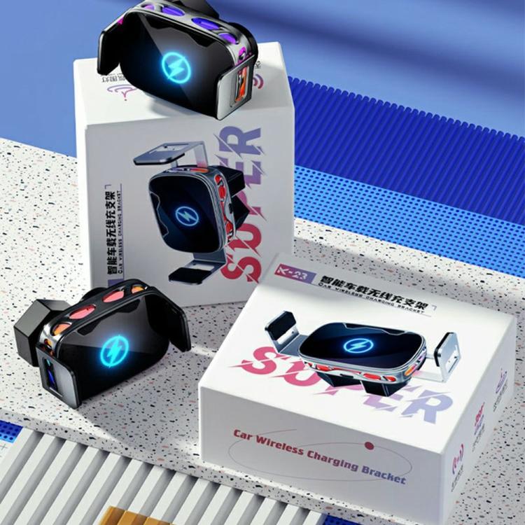 SD23 With Ambient Light Car Navigation Air Vent Phone Holder 15W Wireless Charger(Black) - Wireless Charger Holders by buy2fix | Online Shopping UK | buy2fix